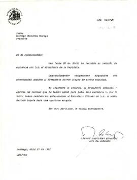 Carta de Carlos Bascuñan a Rodrigo Mendoza Moraga