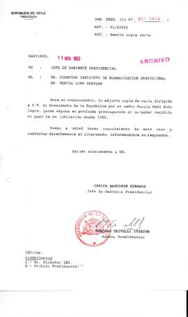 [Oficio Gab. Pres. N° 5810 de Jefe de Gabinete Presidencial, remite copia de carta que se indica]
