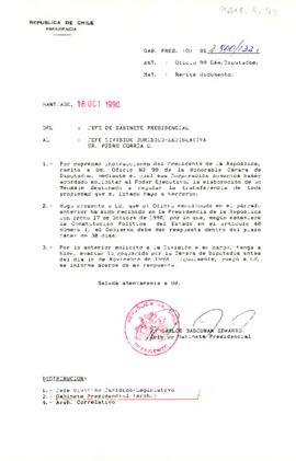 [Carta de Jefe de Gabinete a Sr. Pedro Correa sobre transferencia de propiedades del Estado a terceros]