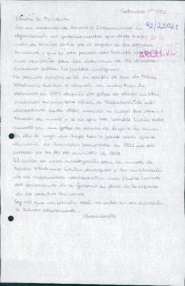 [Carta de miembro de Amnistía Internacional dirigida al Presidente Patricio Aylwin, referente a caso de Nelson Curiñir Lincoqueo]