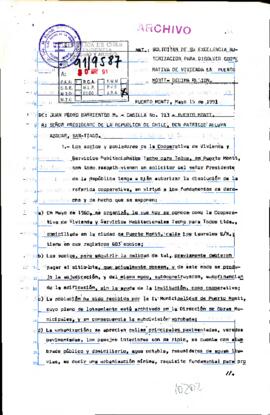 [Carta de solicitud de disolución de Cooperativa de Vivienda de Puerto Montt dirigida al Presidente Patricio Aylwin]