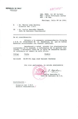 [Carta del Jefe de Gabinete de la Presidencia a Director del INP]