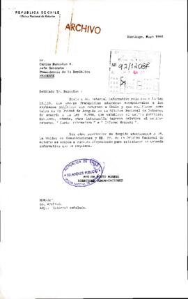 [Carta de la Directora de Comunicaciones de la Oficina Nacional de Retorno dirigida al Presidente Patricio Aylwin]