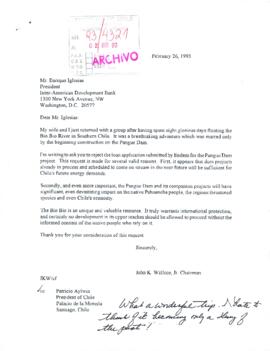 [Carta contra construcción de Central Hidroeléctrica Pangue en Alto Bío-Bío]