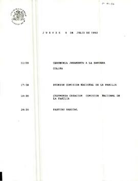 Agenda Jueves 9 de Julio de 1992
