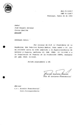 [Carta de respuesta del Jefe de Gabinete Presidencial sobre correspondencia remitida a la Superintendencia de Valores y Seguros]