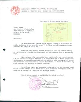 [Informe de acuerdos tomados con el Presidente Menem, en relación con la situación limítrofe en el campo del Hielo Sur]