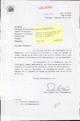 [Carta de respuesta de Jefe de Gabinete a Monseñor Fernando Aristía]