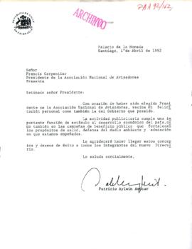 [Carta del Presidente Patricio Aylwin al Presidente de la Asociación Nacional de Avisadores]
