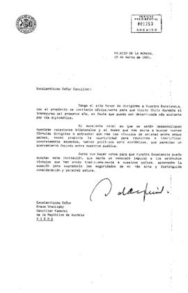 [Carta del Presidente Aylwin al Canciller Federal de la República de Austria, invitándolo a Chile].
