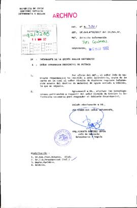 [Oficio del Intendente de la Región de Valparaíso dirigido al Gobernador Provincial de Petorca]
