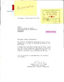[Carta del Secretario General del Partido MAPU Obrero Campesino dirigida al Presidente Patricio Aylwin]