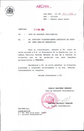 [Carta del Jefe de Gabinete de la Presidencia a Vicepresidente Ejecutivo de CORFO]