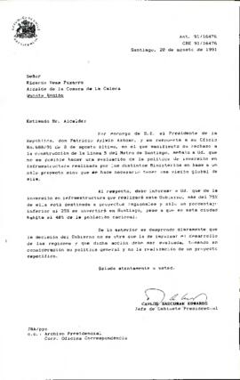 [Carta de respuesta a Sr. Ricardo Veas sobre su rechazo a construcción de línea 5 de metro]