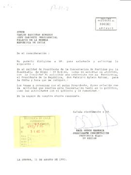 [Carta: petición de reunión a S . E El Presidente de la República,  de Presidente de  la Concerta...