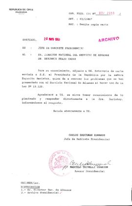 [Oficio  Gab. Pres. Ord. N° 2653 de Jefe de Gabinete Presidencial, remite copia de carta que se indica]