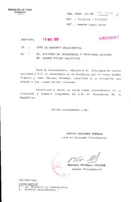 [Oficio Gab. Pres. Ord. N° 6006 de Jefe de Gabinete Presidencial, remite copia de carta que se indica]