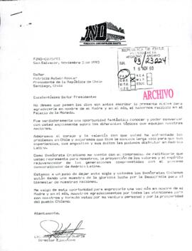 [Carta de la Fundación José Napoleón Duarte de El Salvador dirigida al Presidente Patricio Aylwin]