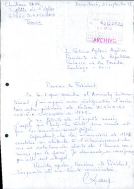 [Cartas dirigidas al Presidente Patricio Aylwin, referente a caso de Nelson Curiñir Lincoqueo]