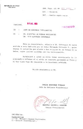 [Oficio Gab. Pres. Ord. N° 6263  de Jefe de Gabinete Presidencial, remite copia de carta que se indica]